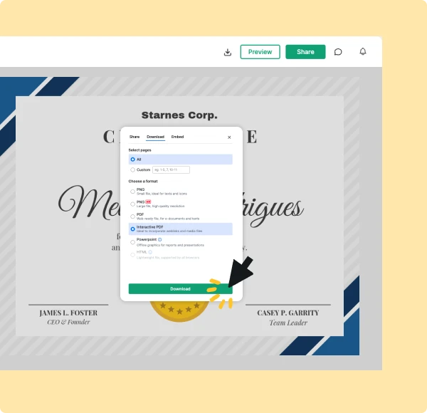 Scarica il tuo certificato in qualità di stampa