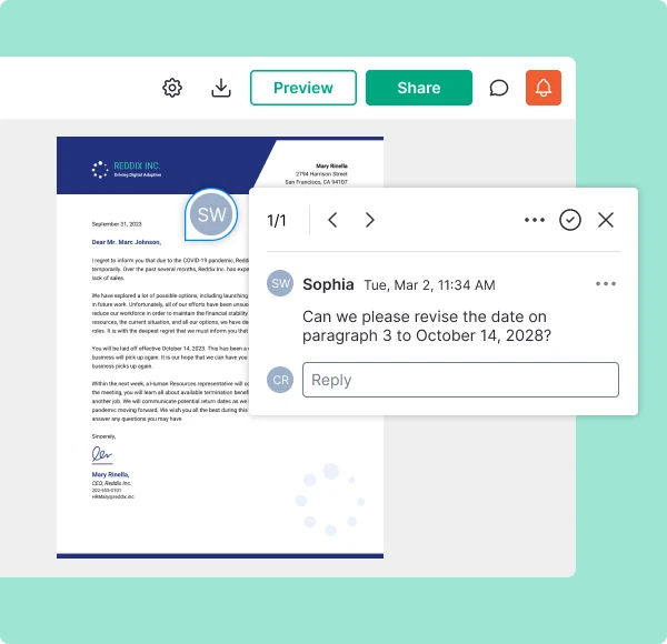 Commente et collabore en temps réel avec notre créateur de papier à lettres en ligne.
