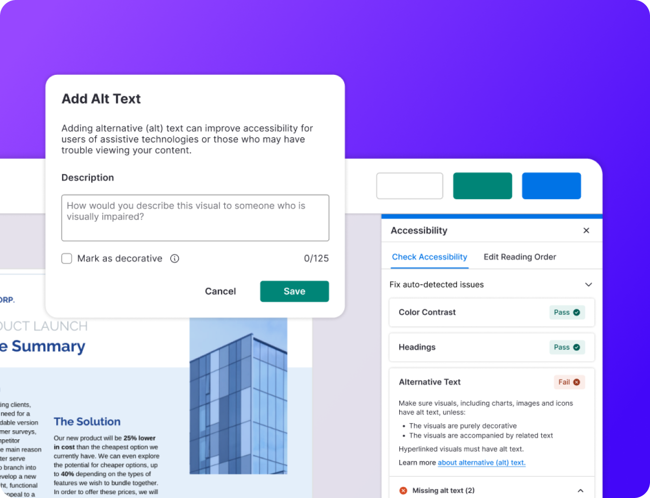 Torne cada PDF acessível com nossa ferramenta de design fácil de usar