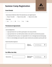 White and Cream Summer Event Camp Registration Forms - صفحة 2
