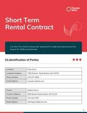 Short Term Rental Contract Template - page 1
