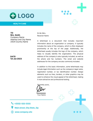 Free  Template: Modello di Letterheaad medico moderno bianco