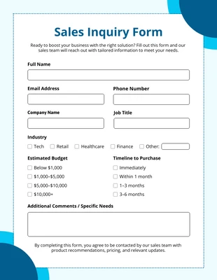 Free interactive Template: Clean Minimalist Sales Lead Generation Form Template