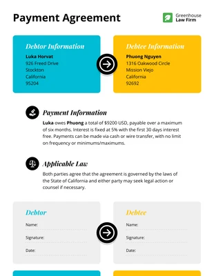 business  Template: اتفاقية دفع بسيطة من صفحة واحدة