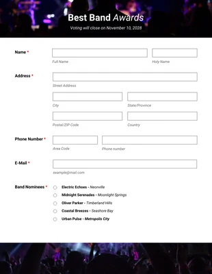 Free  Template: نموذج تصويت فرقة Night Purple