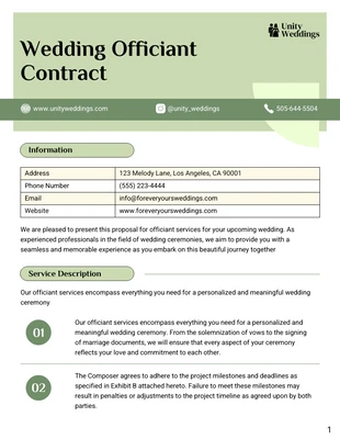 business  Template: نموذج عقد حفل الزفاف