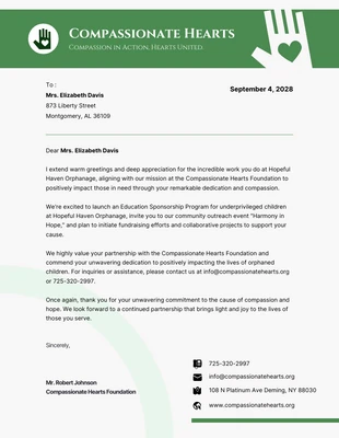 Free  Template: Papier à en-tête de charité vert simple
