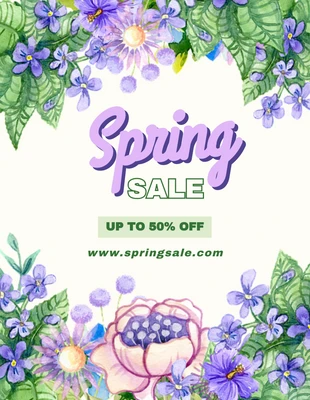 Free  Template: Póster Oferta de primavera de acuarela floral juguetona de color amarillo claro
