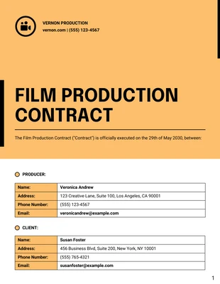 business  Template: نموذج عقد إنتاج الفيلم