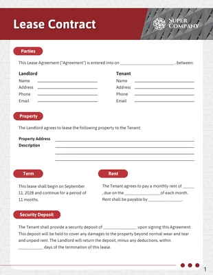 Free  Template: عقد إيجار باللون الأحمر العميق
