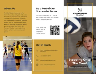 Free  Template: Volleyball Sport Academy Tri-fold Brochure Template