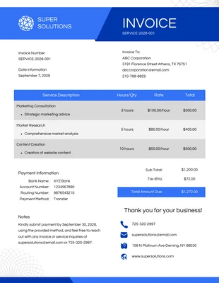 business  Template: Fattura del servizio Professional Blue