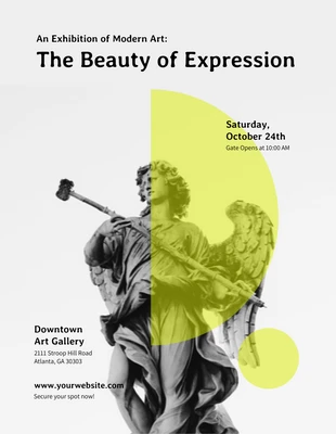 Free  Template: Poster minimalista per mostra d'arte beige e gialla