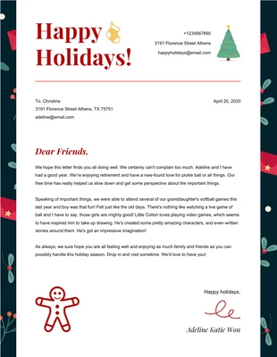Free  Template: Noir Illustration Fun Motif Business Happy Holidays Papier à en-tête