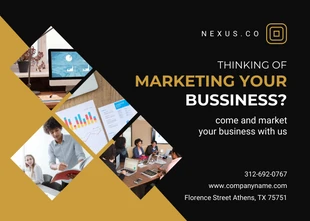 business  Template: Postal De Marketing Geométrico Moderno Negro Y Amarillo