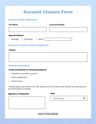 Free interactive Template: نموذج حساب مصرفي متدرج اللون