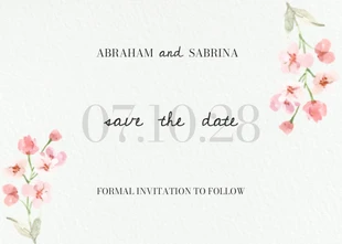 Free  Template: Cartolina Save the Date acquerellata con fiori beige