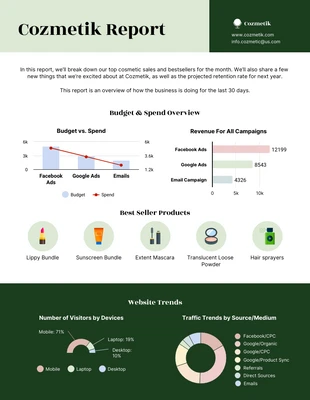 Free  Template: Modello di rapporto dati