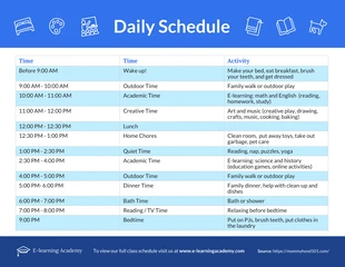Free  Template: Programme journalier d'apprentissage en ligne