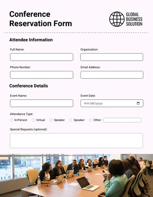 Free accessible and interactive Template: Black and White Simple Reservation Form