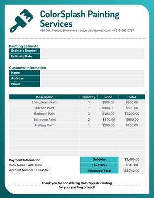 business  Template: Estimativa de pintura minimalista verde gradiente