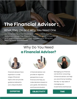 Free  Template: Verde e preto Moderno O boletim informativo do consultor financeiro