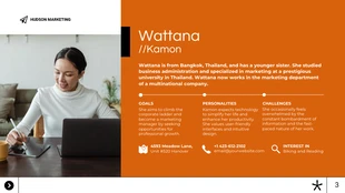 Simple Black, White, Green and Orange User Persona Presentation - Pagina 3