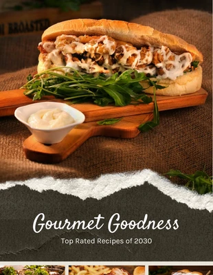 premium  Template: Copertina del libro di ricette con foto con texture scura