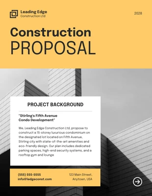 Free  Template: Propuesta de construcción de forma moderna gris amarillo