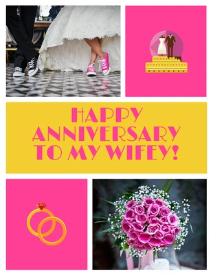 Free  Template: Cartão de aniversário de casamento da esposa