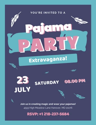 Free  Template: Pigiama Party retrò pop blu e rosa