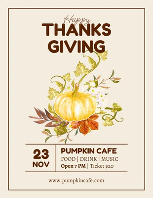 Free  Template: Flyer de Thanksgiving minimaliste en crème