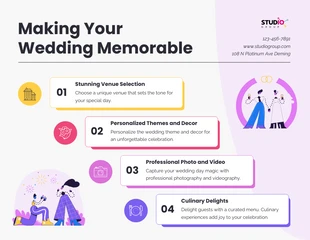 premium  Template: Infografica di matrimonio memorabile viola