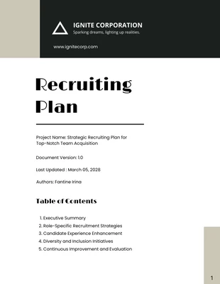 business  Template: Rekrutierungspläne für Schwarz und Beige