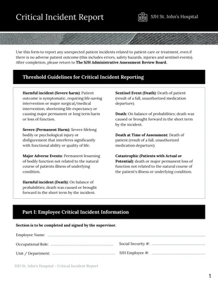 premium  Template: Rapport d'incident critique d'un employé de Gray Healthcare