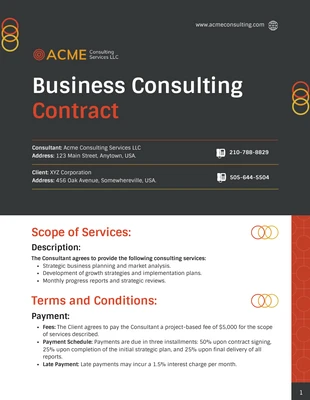 Free  Template: Plantilla de contrato de consultoría empresarial