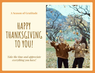 Free  Template: Carte d'action de grâce avec photo d'amis d'automne