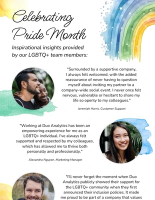 premium accessible Template: Empleados LGBTQ+: Boletín de Correo Electrónico Inclusivo del Mes del Orgullo