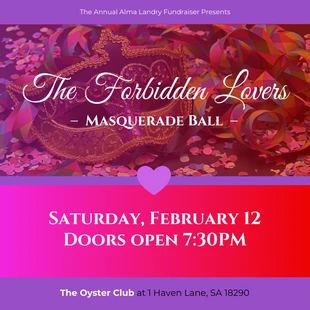 Free  Template: Maskerade Valentinstag Event Instagram Banner