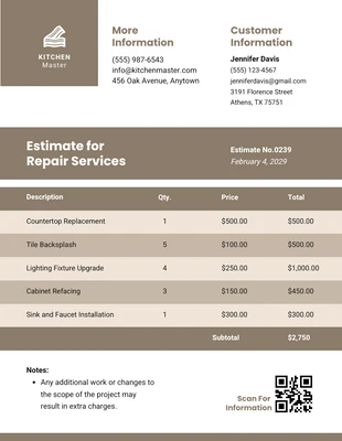 business  Template: تقدير إصلاح اللون البني الأبيض