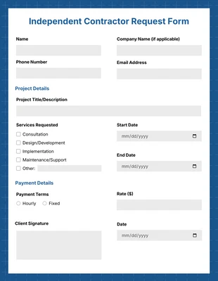 Free  Template: Formulaires d'entrepreneur simples bleus et gris