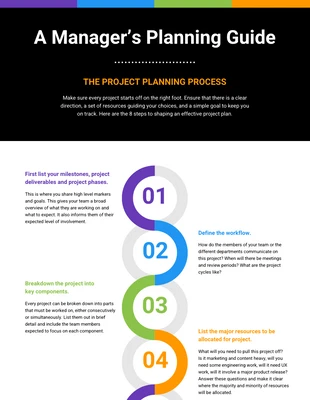premium  Template: Infográfico do processo do Guia de Planejamento do Gerente