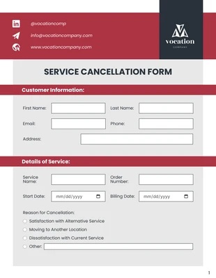 premium accessible and interactive Template: Service Cancellation Form