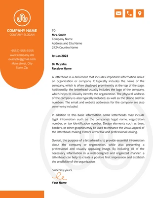 Free  Template: Modello di carta intestata creativa moderna bianca e arancione
