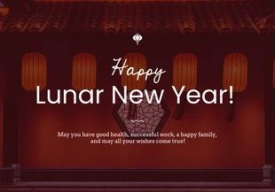 Free  Template: Carte simple du Nouvel An lunaire rouge et blanc
