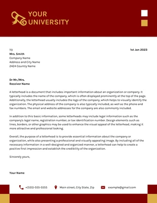 Free  Template: Weiß und rot moderne professionelle universität Briefkopf Vorlage