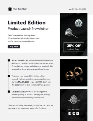 business  Template: Newsletter sul lancio del prodotto in edizione limitata