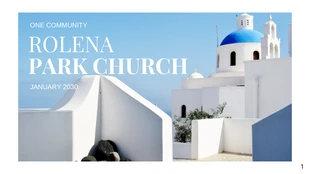 Free  Template: Bianco e blu Moderno pulito minimalista Chiesa comunitaria Presentazione