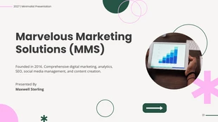Free  Template: Presentazione di marketing minimalista moderna bianca verde rosa