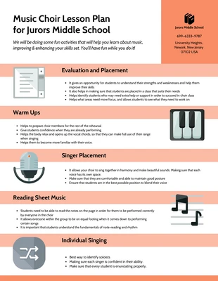 Free  Template: Modèle de plan de cours pour la chorale du collège